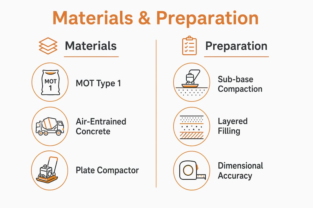 Infographic comparing materials and preparation steps