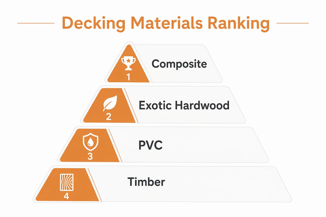 Infographic ranking decking materials for Tarneit climate