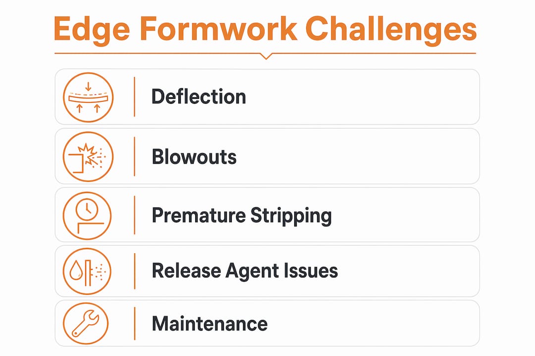 Infographic showing common edge formwork challenges steps