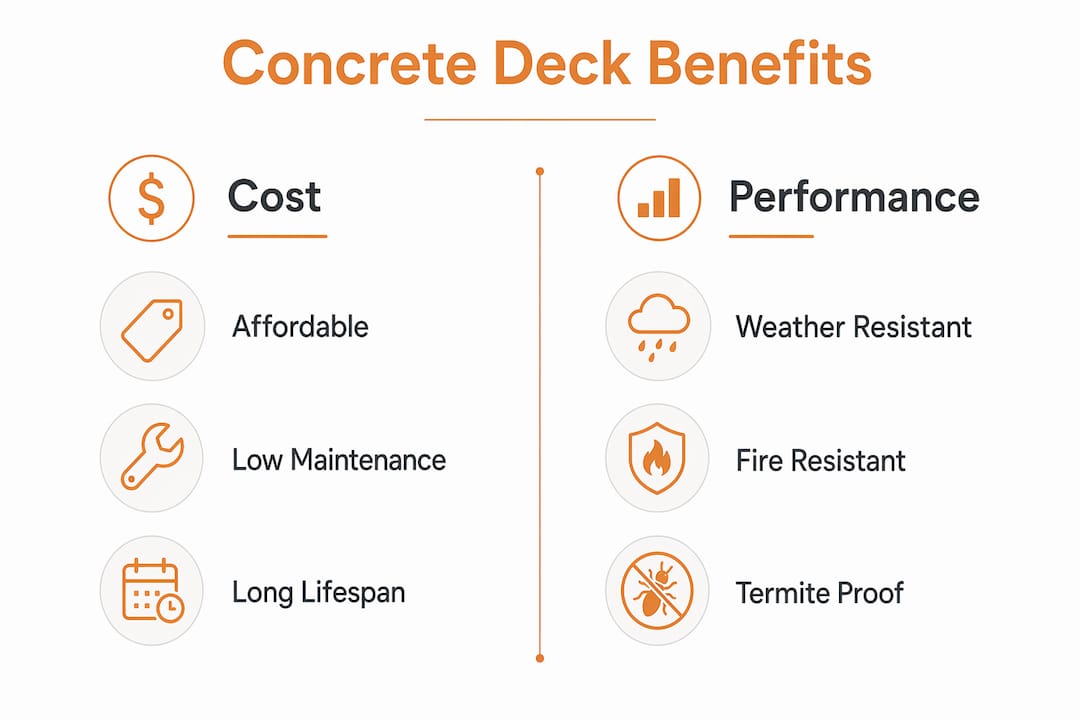 Infographic comparing benefits of concrete decking