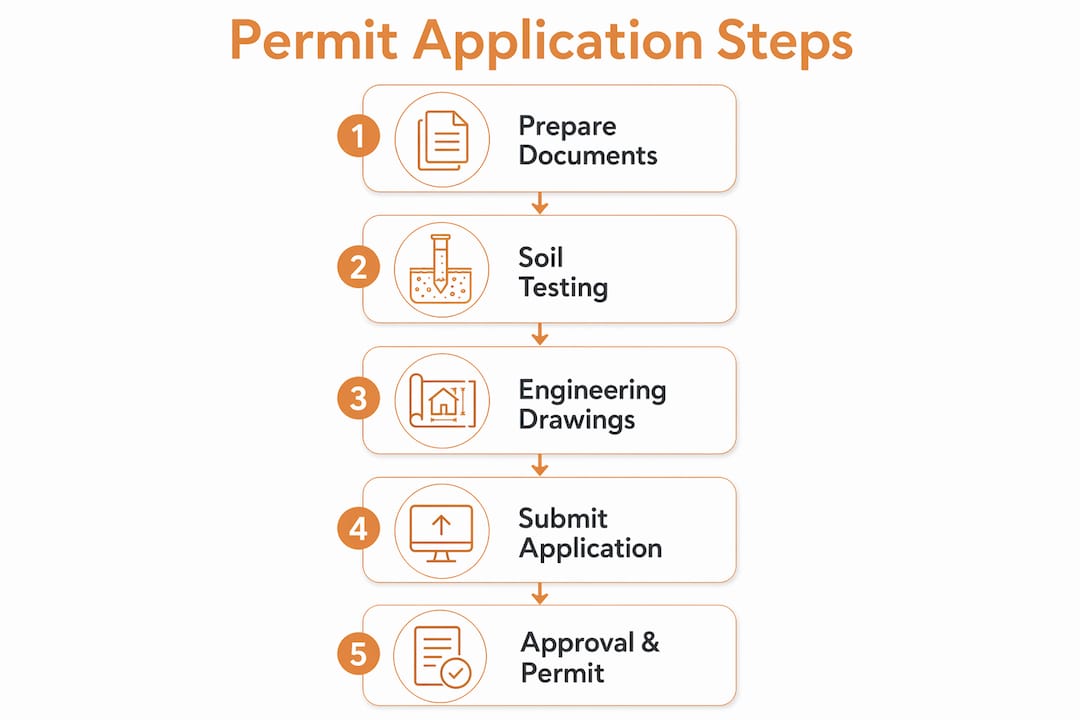 Infographic showing building permit application steps