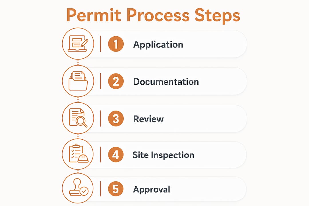 Infographic illustrating building permit process steps