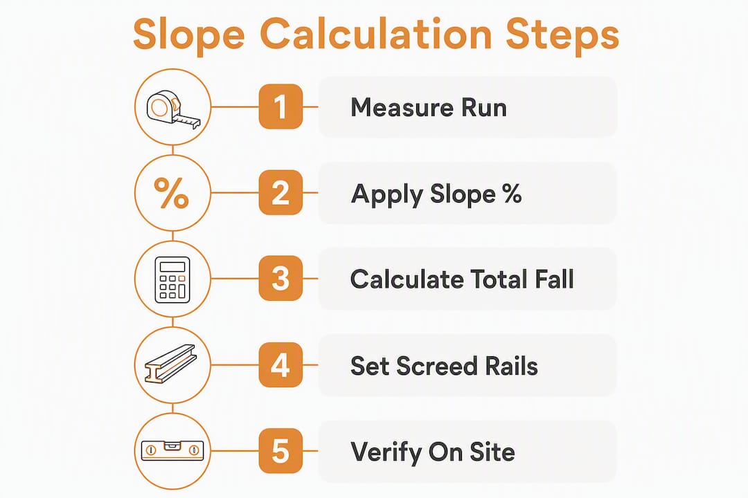 Infographic illustrating slab slope calculation steps