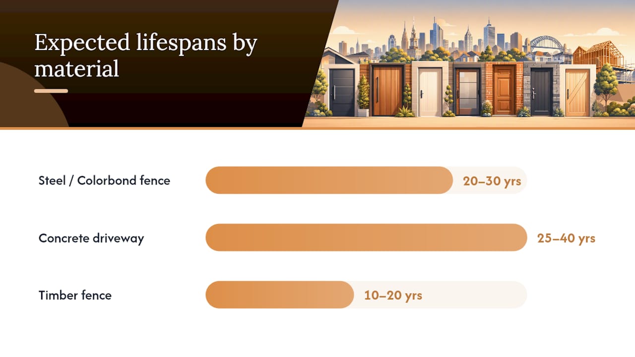 Comparison of lifespan and maintenance for fencing and driveways