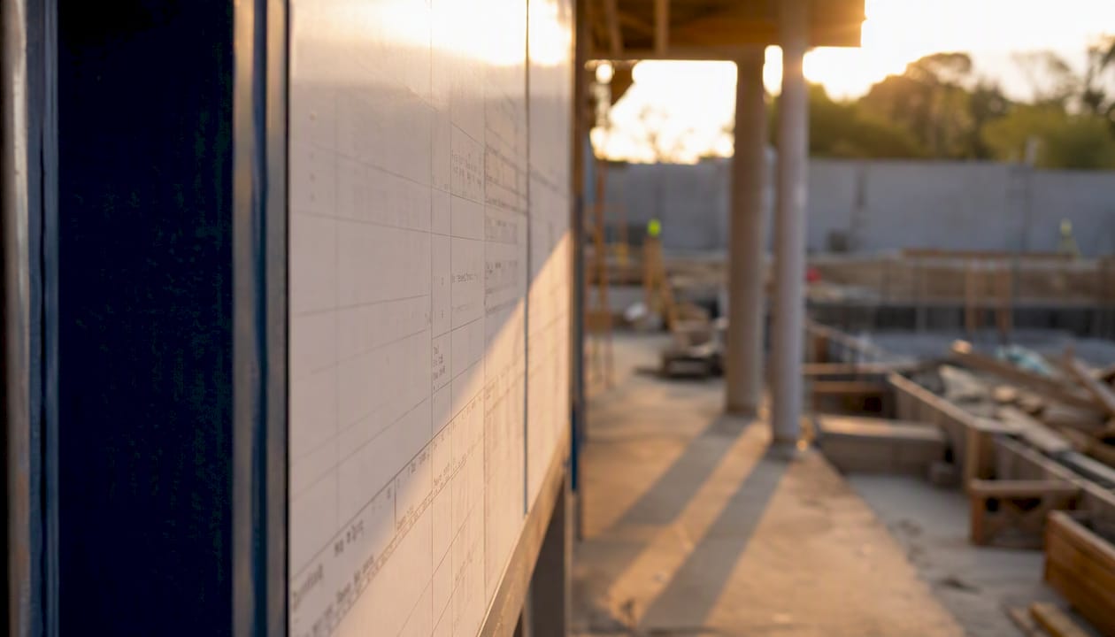 Construction site schedule update board