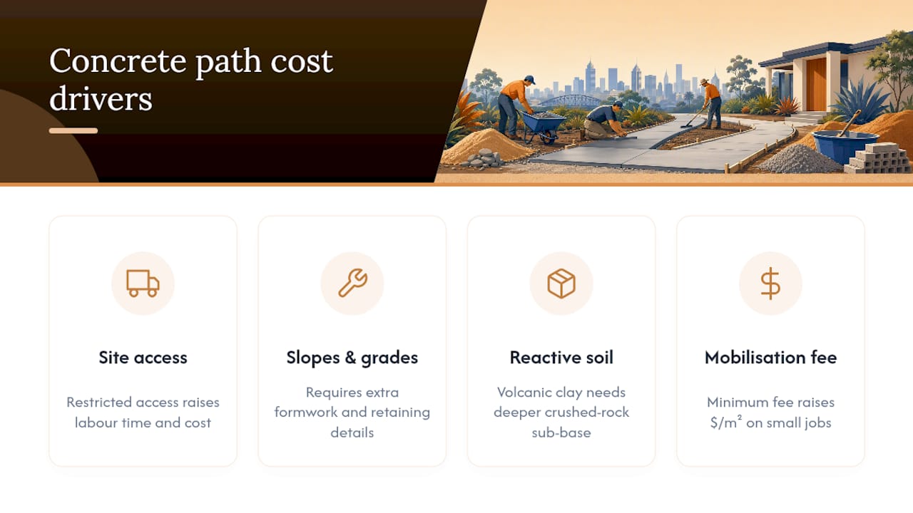Four factors increasing concrete path costs