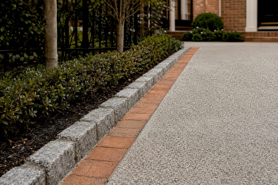 Granite and brick driveway edging course