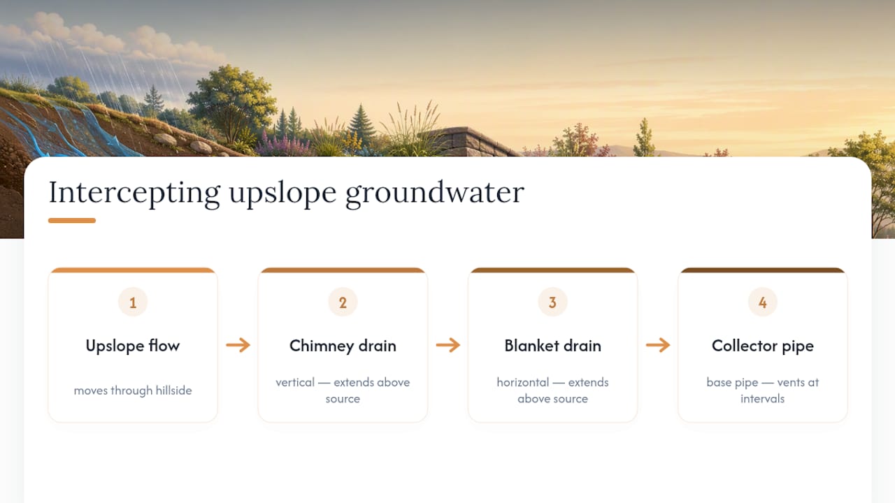 Chimney blanket and base drain layout