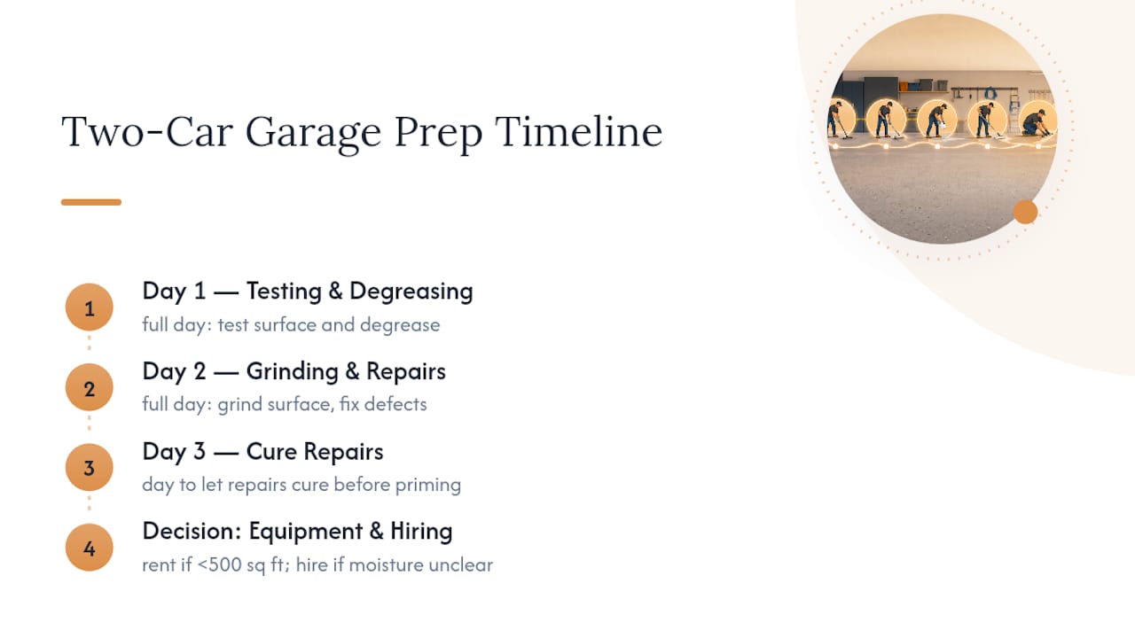 Three-day epoxy floor preparation timeline