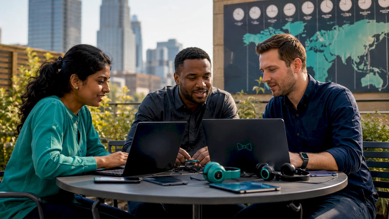 IT team collaborating globally at operations center