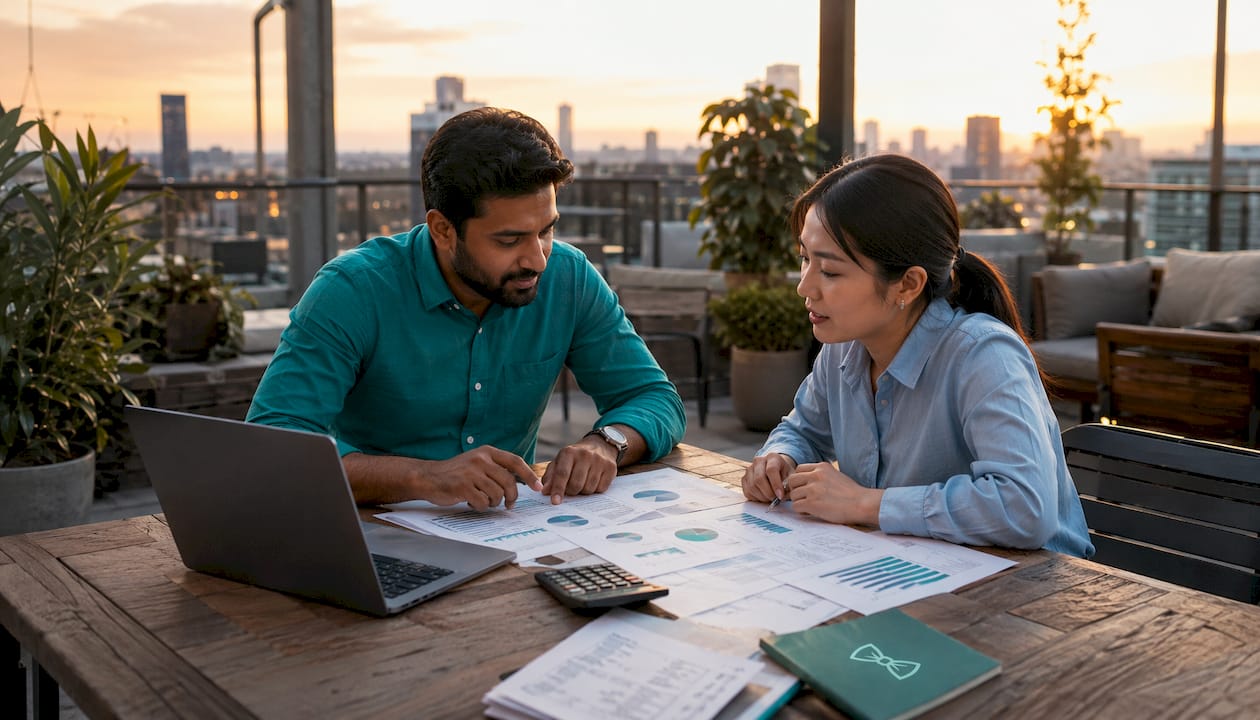 Professionals reviewing IT budget documents