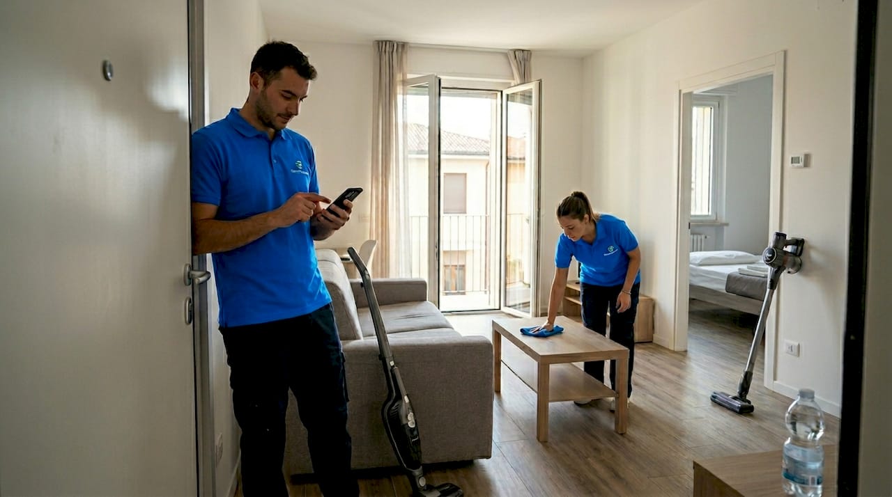 Gli addetti alle pulizie utilizzano un’app con checklist per svolgere il loro lavoro negli appartamenti turistici.