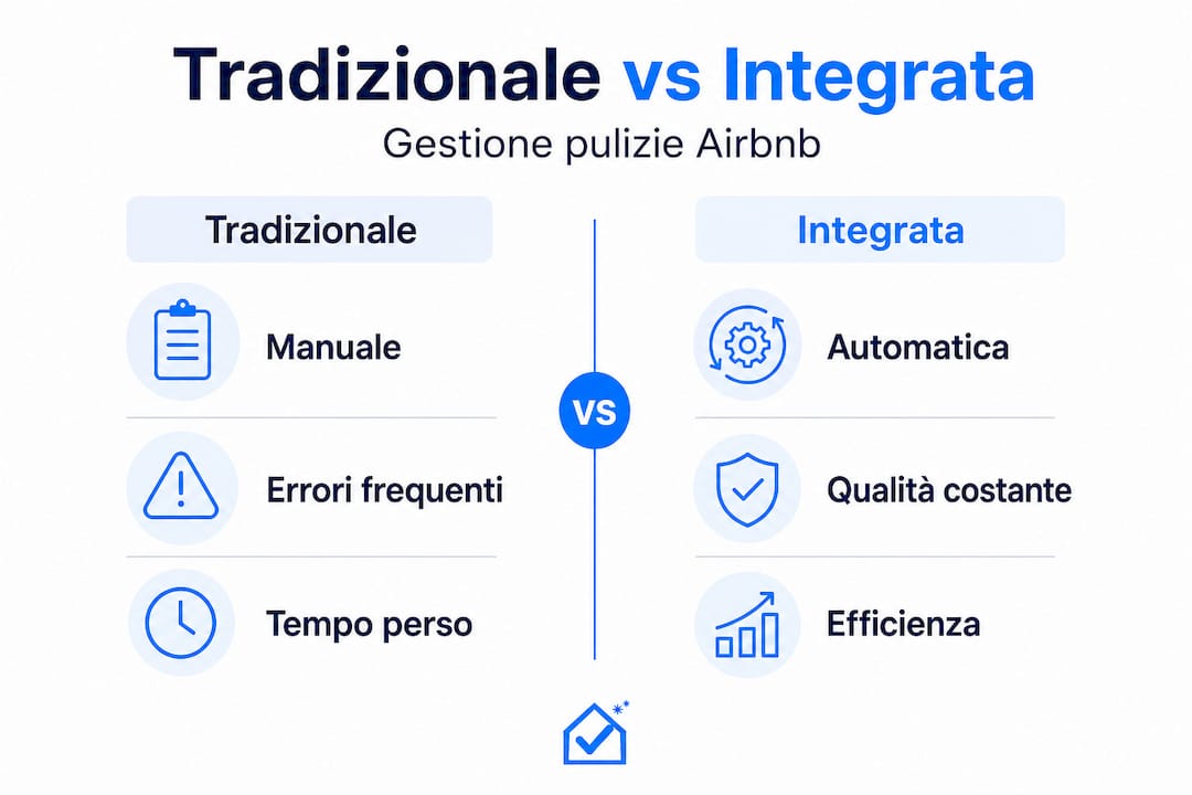 Infografica: confronto tra le diverse modalità di gestione delle pulizie negli appartamenti Airbnb