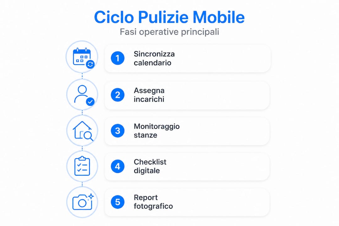 Infografica: le fasi essenziali per la pulizia degli arredi dedicata agli host