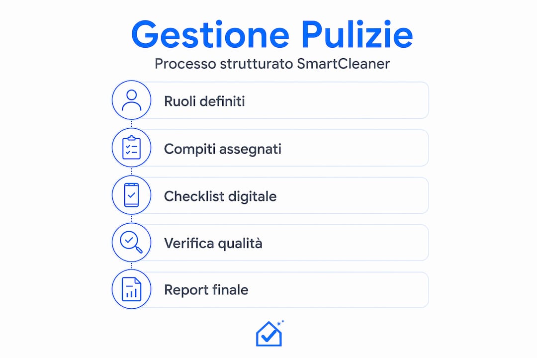 Infografica: come funziona il processo di gestione delle pulizie con SmartCleaner