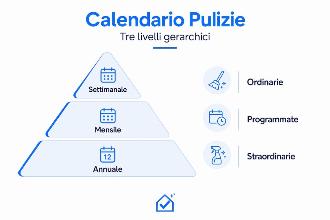 Infografica: come organizzare le pulizie con un calendario gerarchico