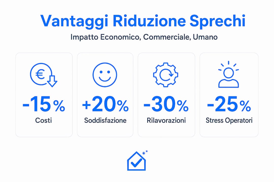 Infografica: come la riduzione degli sprechi migliora l’efficienza e la competitività delle aziende di pulizie