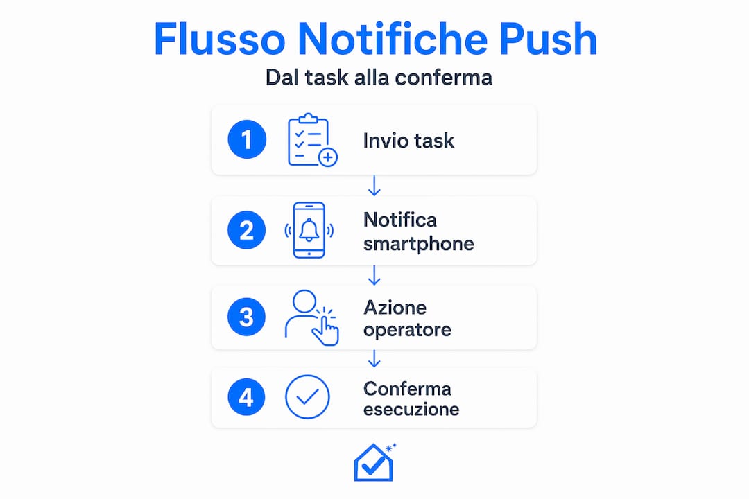 Infografica che illustra, passo dopo passo, il percorso delle notifiche operative
