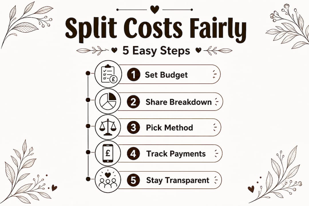 Infographic showing step-by-step hen do cost splitting