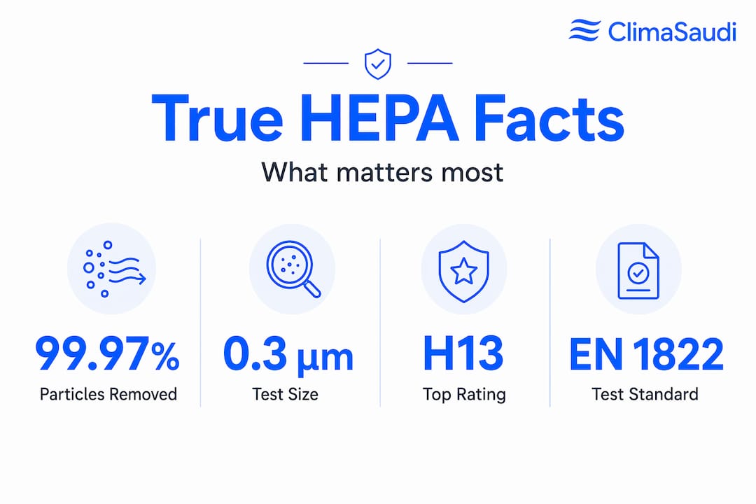 Infographic highlighting HEPA filter statistics