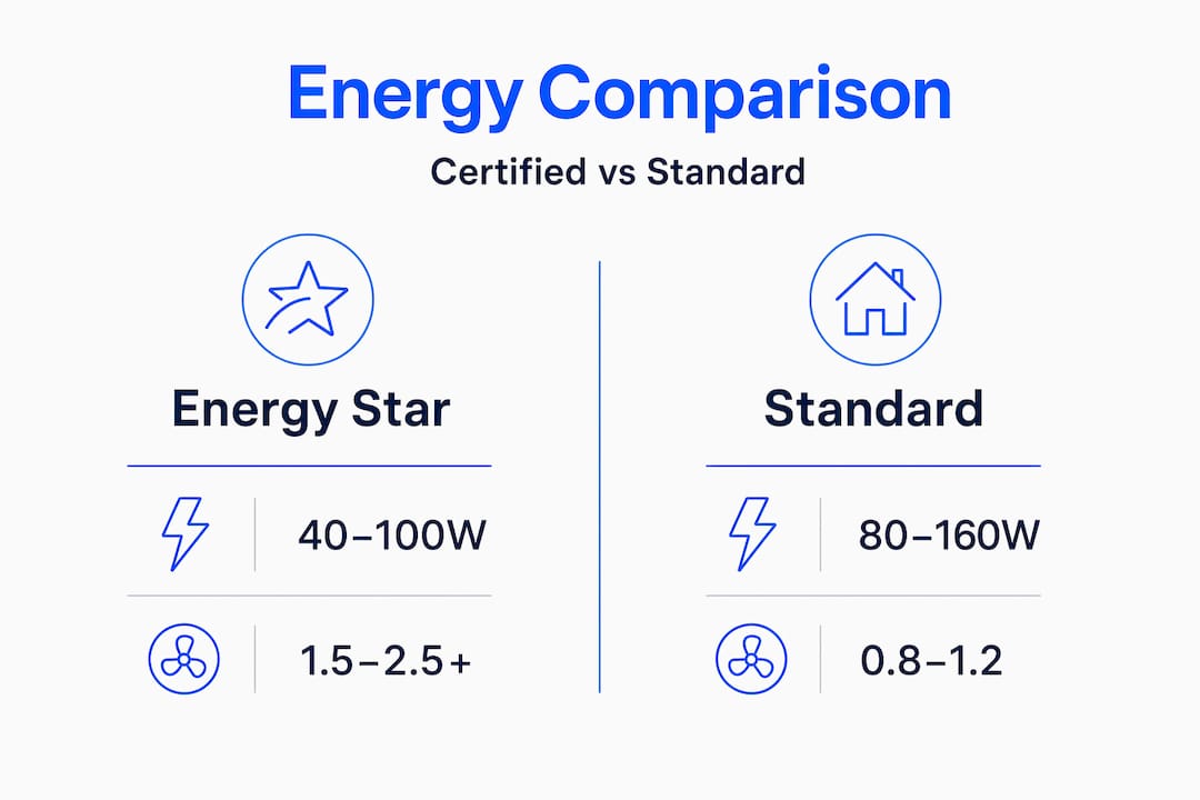 Infographic comparing energy ratings categories