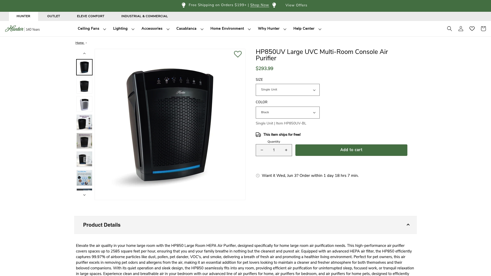 https://hunterfan.com/products/hp850uv-large-uvc-multi-room-console-air-purifier