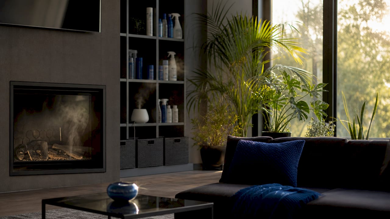 Living room showing indoor pollution sources