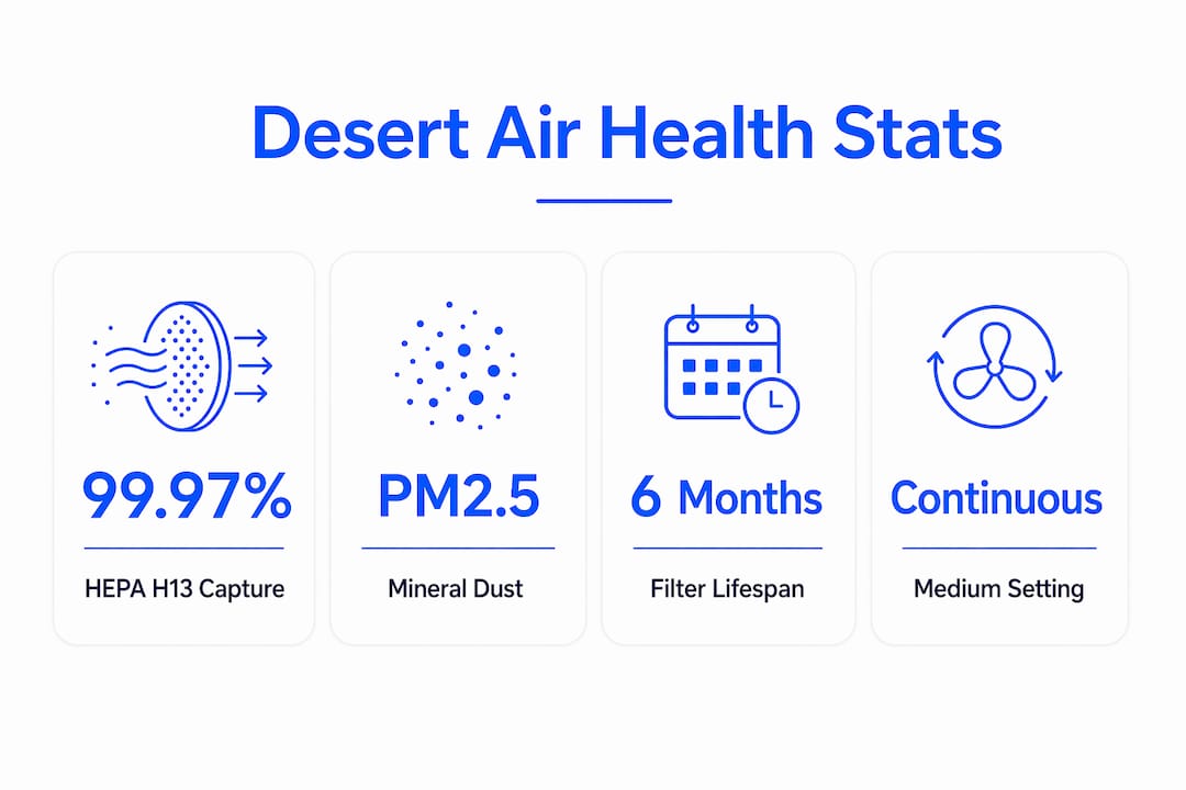 Infographic showing desert air quality health statistics