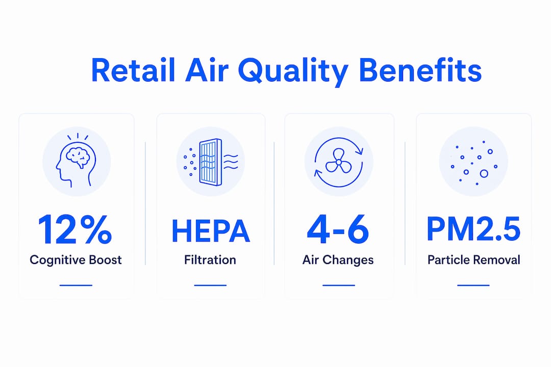 Infographic showing retail air quality benefits statistics
