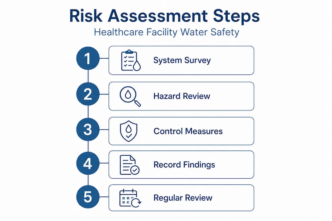 Infographic outlining water risk assessment process steps