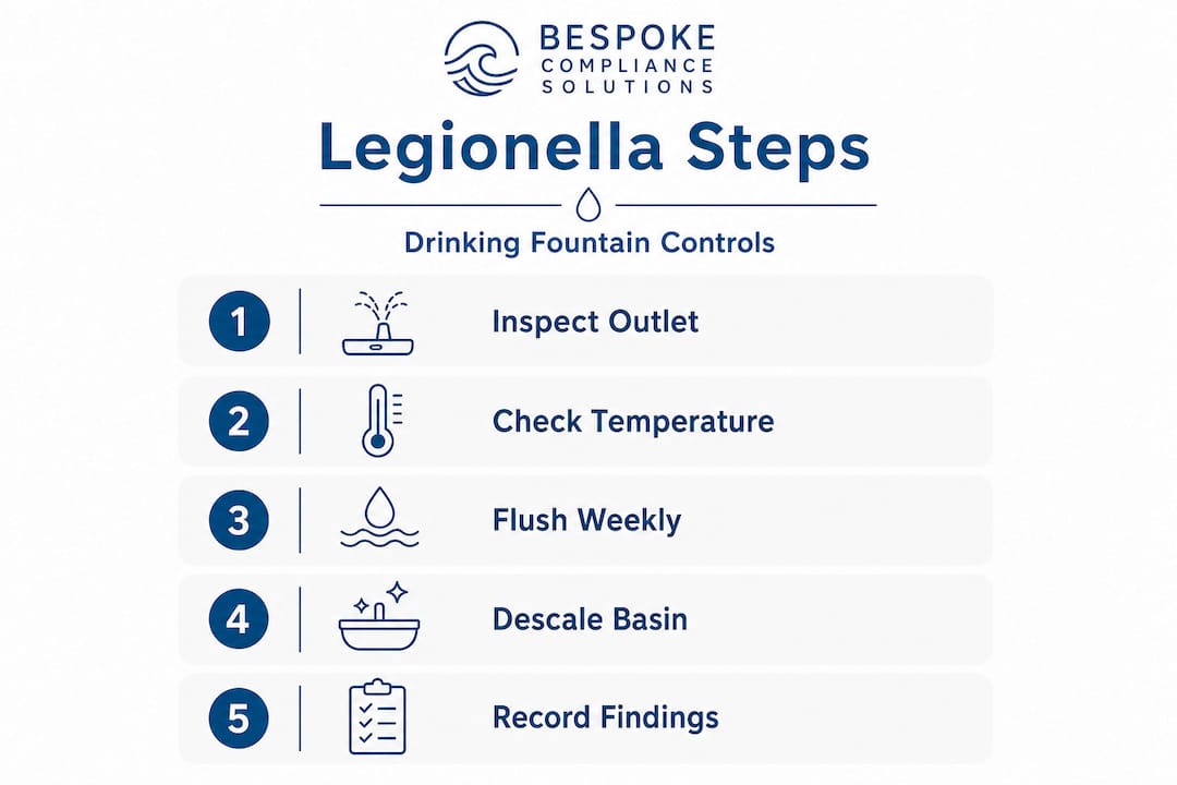 Infographic showing five steps for Legionella control