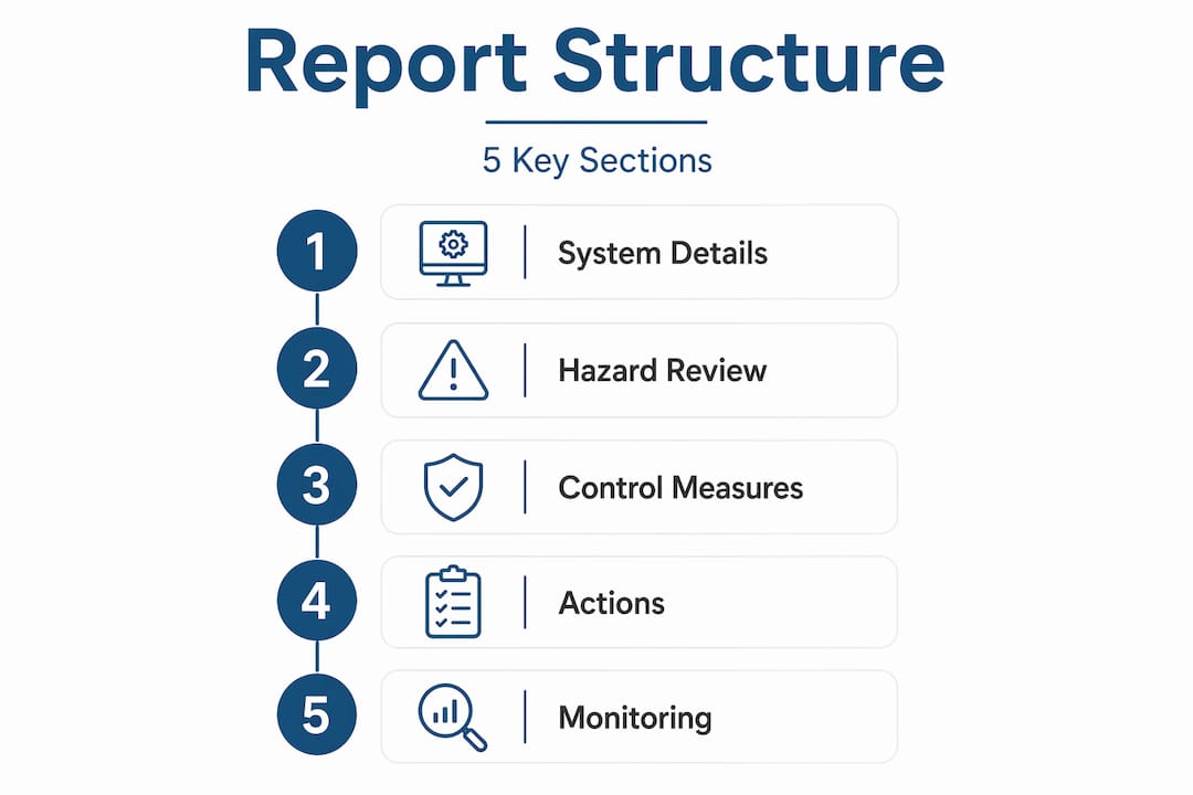 Infographic outlining Legionella report structure