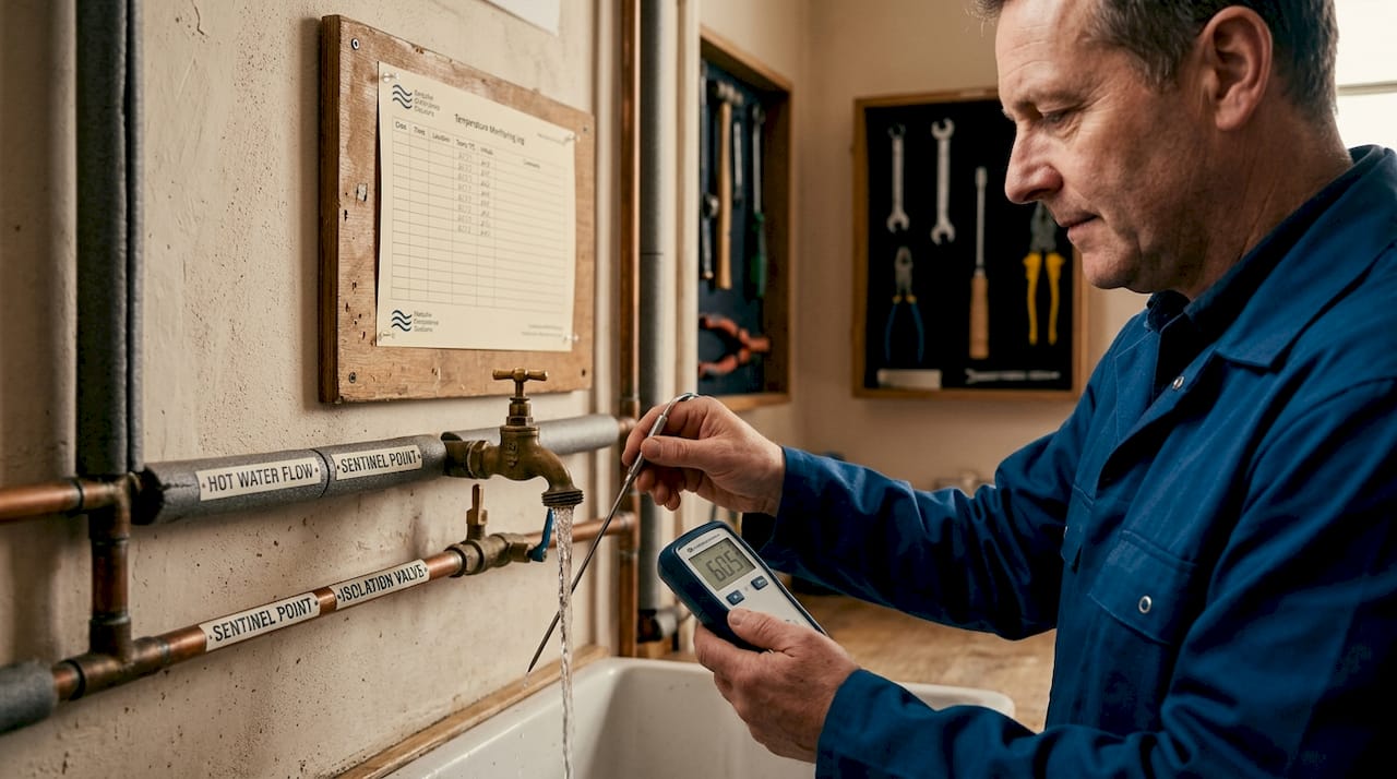 Temperature monitoring at legionella sentinel point