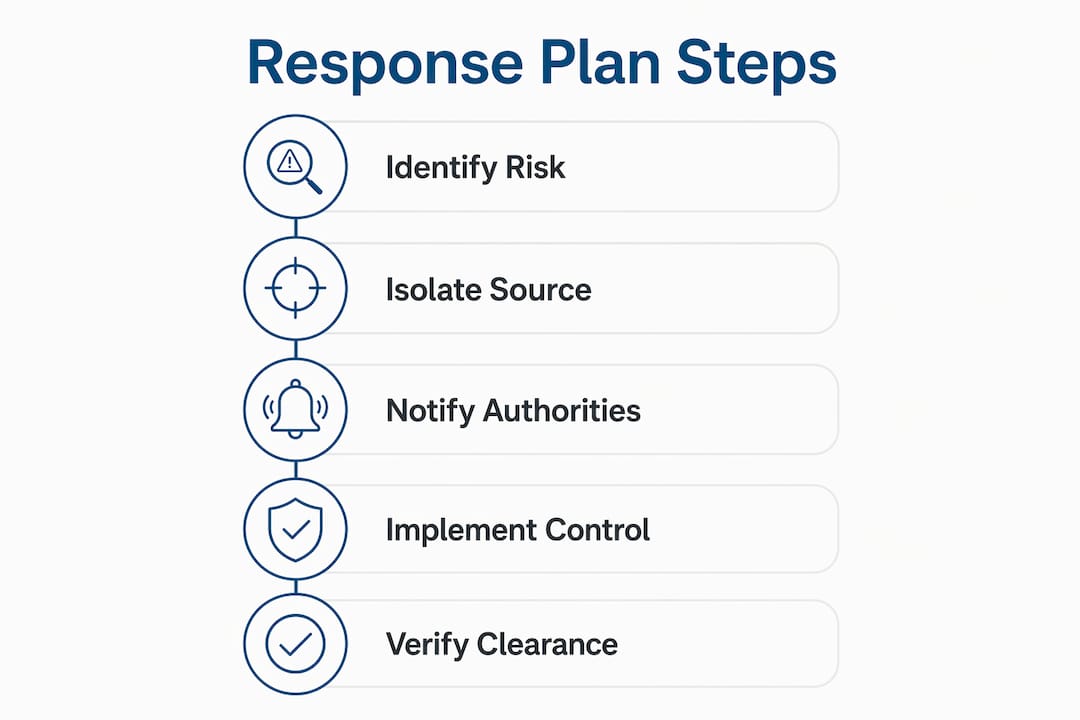 Infographic showing legionella outbreak response steps