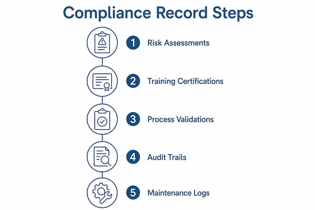 Infographic outlining compliance record key components