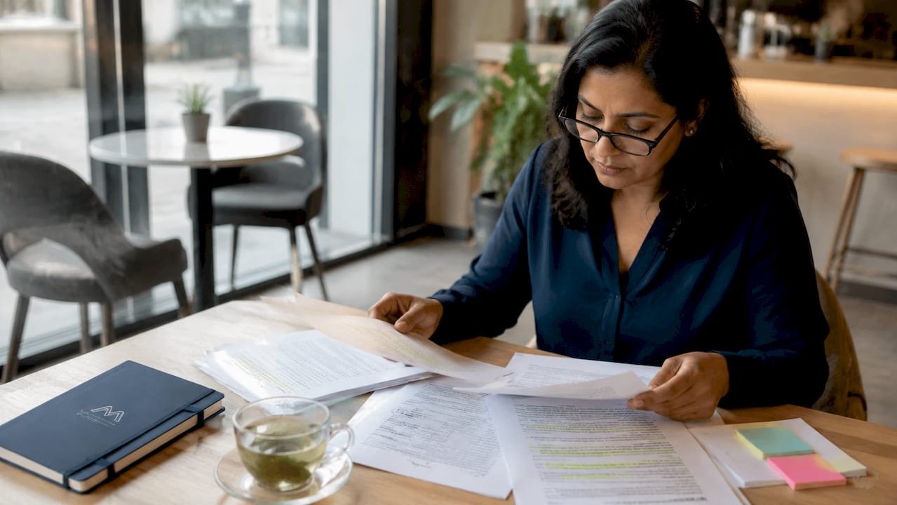 Compliance officer reviewing compliance documents