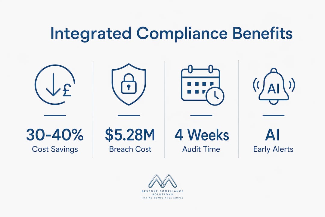 Infographic showing benefits of integrated compliance systems