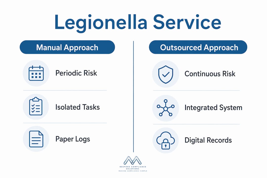 Infographic comparing legionella service approaches