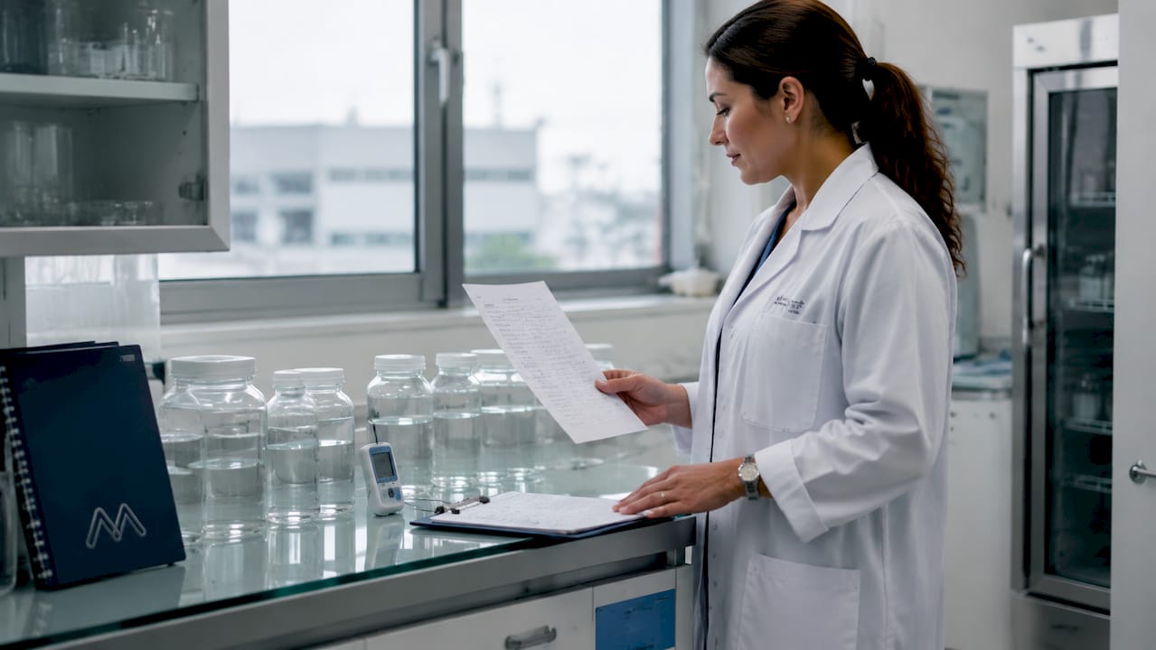 Hands holding temperature monitoring log sheet