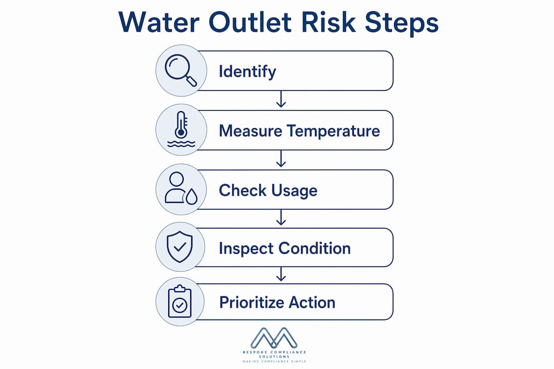 Infographic detailing steps to identify high risk water outlets