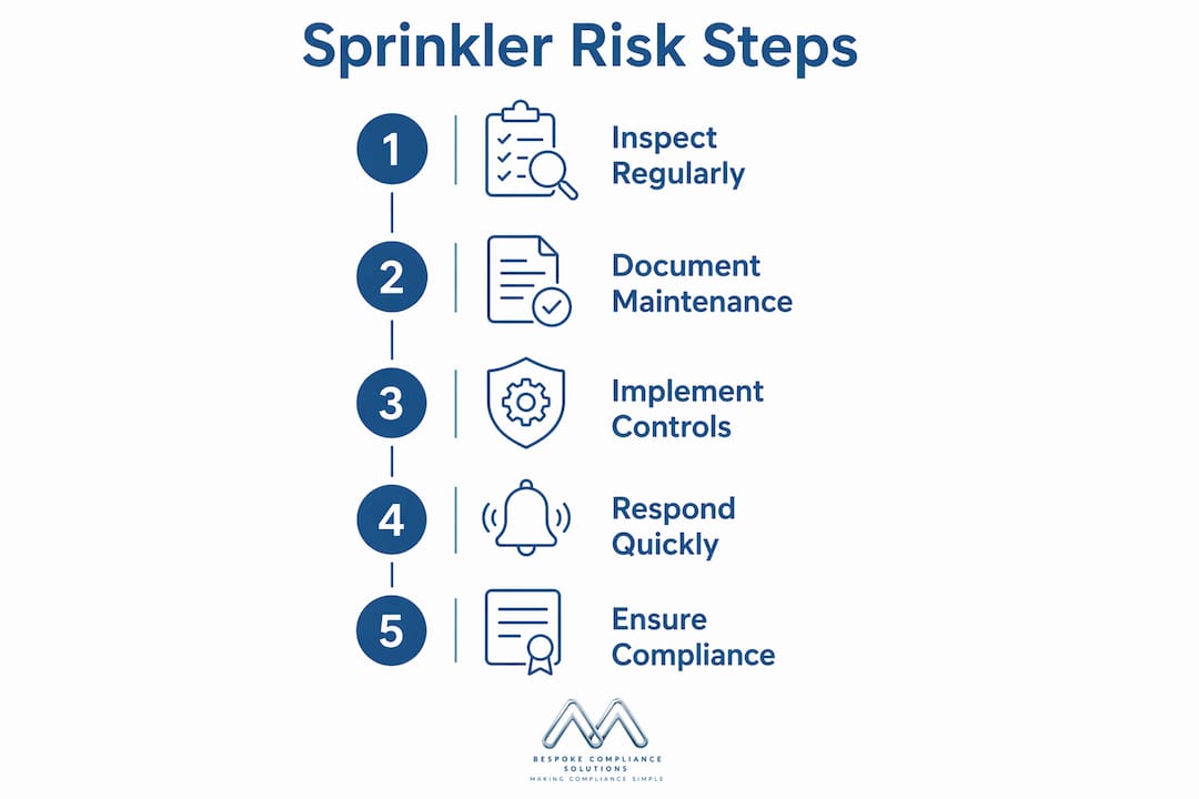Infographic showing steps to manage sprinkler system water risks