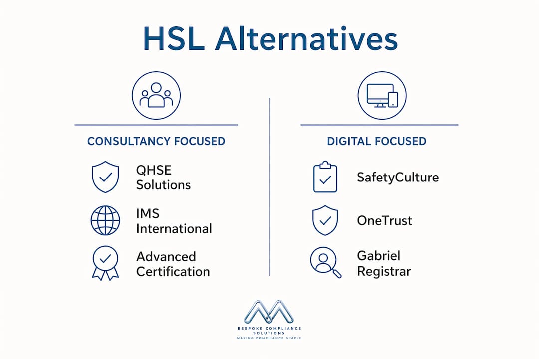 Infographic comparing HSL Compliance alternatives features