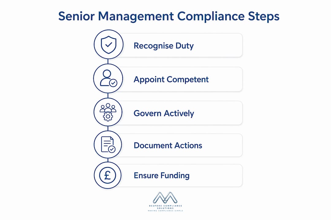 Infographic outlining senior management water compliance steps