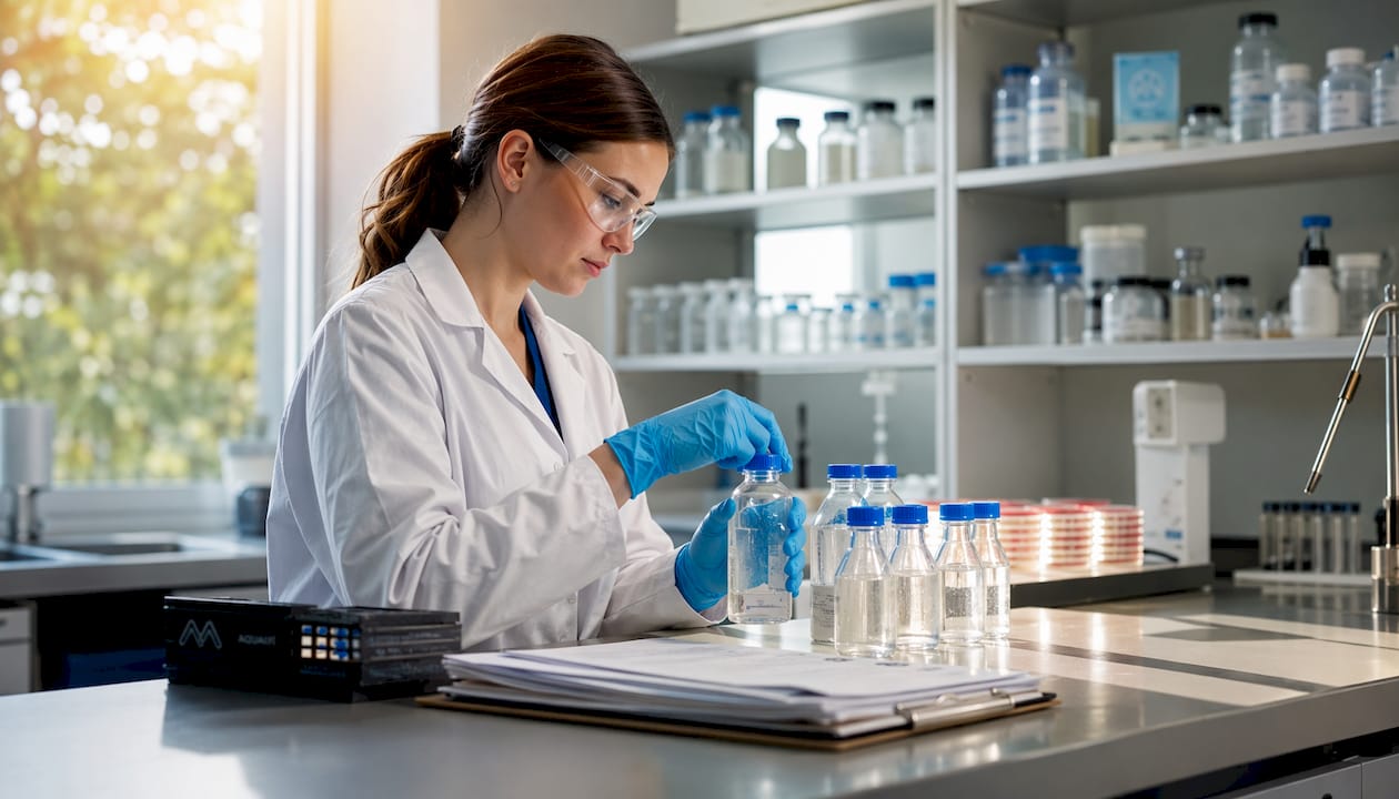 Lab technician preparing healthcare water samples