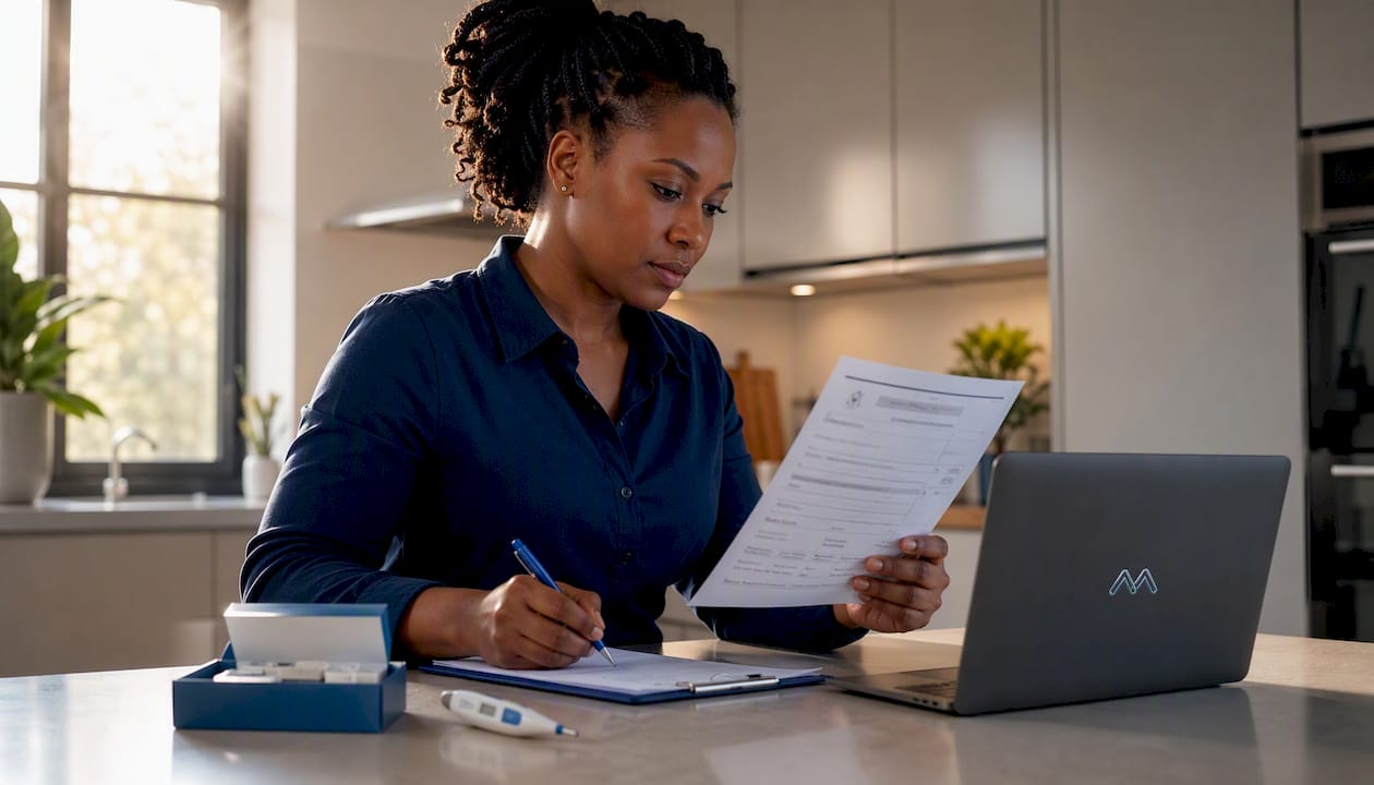 Female specialist reviewing water risk checklist