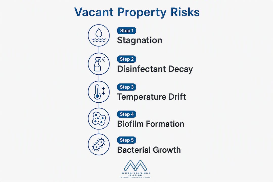 Infographic depicting stages of bacterial risk in vacant properties