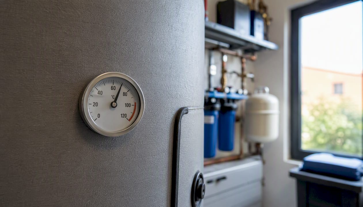 Close-up of calorifier gauge below set point