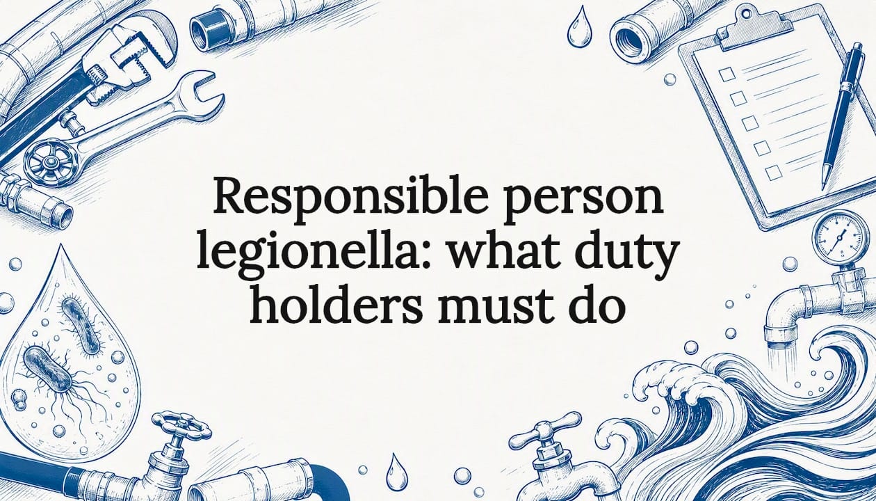 Decorative title card illustration symbolizing legionella compliance