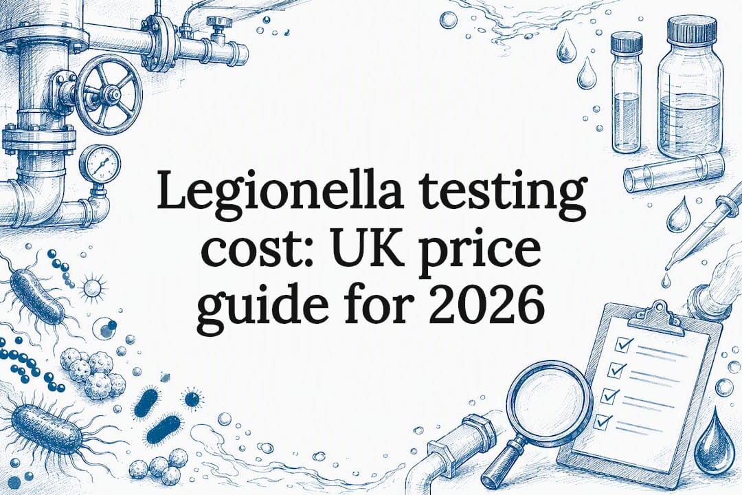 Decorative title card illustration for legionella compliance article