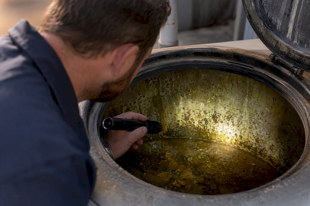 Inspection of rainwater storage tank interior